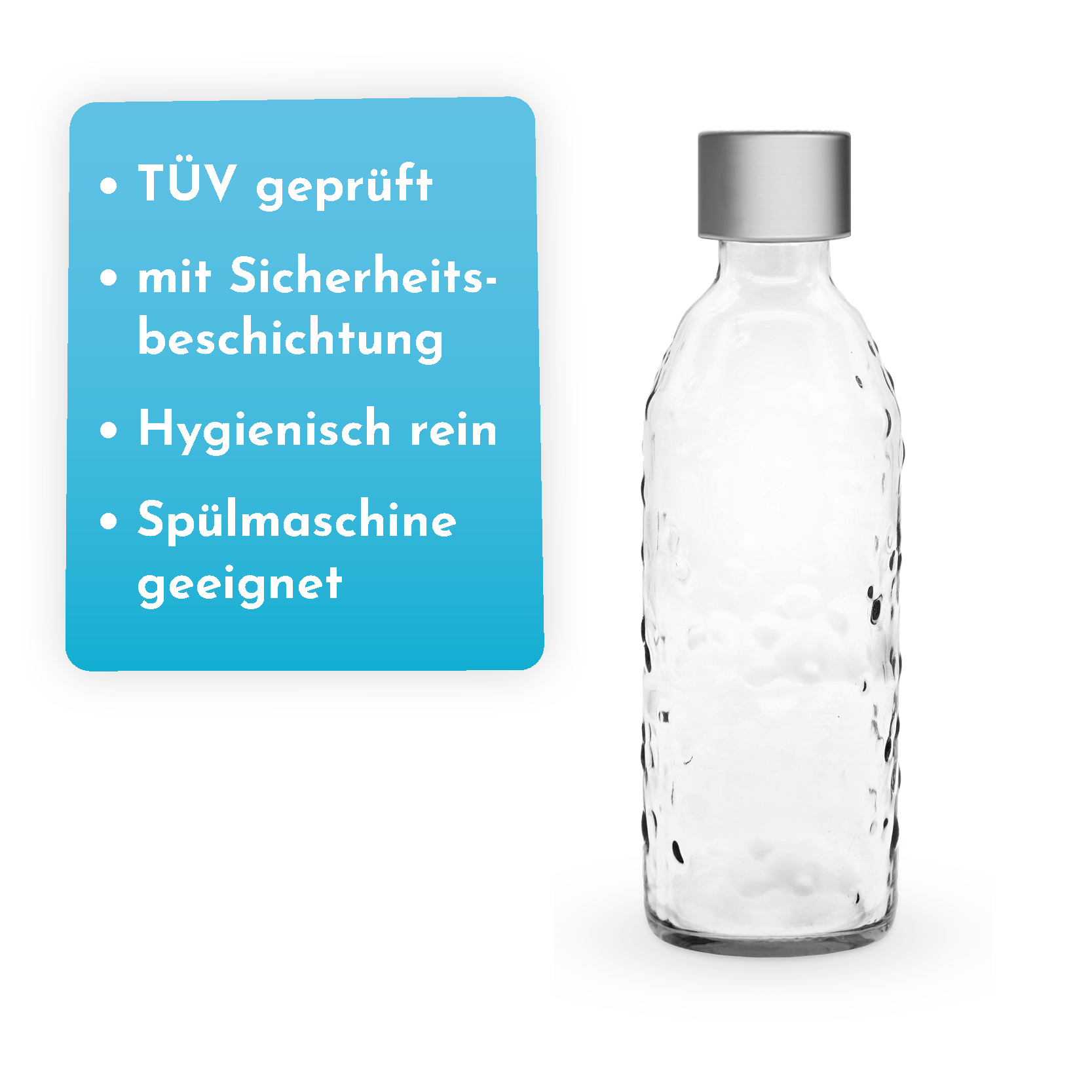 Glasflasche Bajonettmechanismus für Wassersprudler 0,75 l mit TWIN SECURE